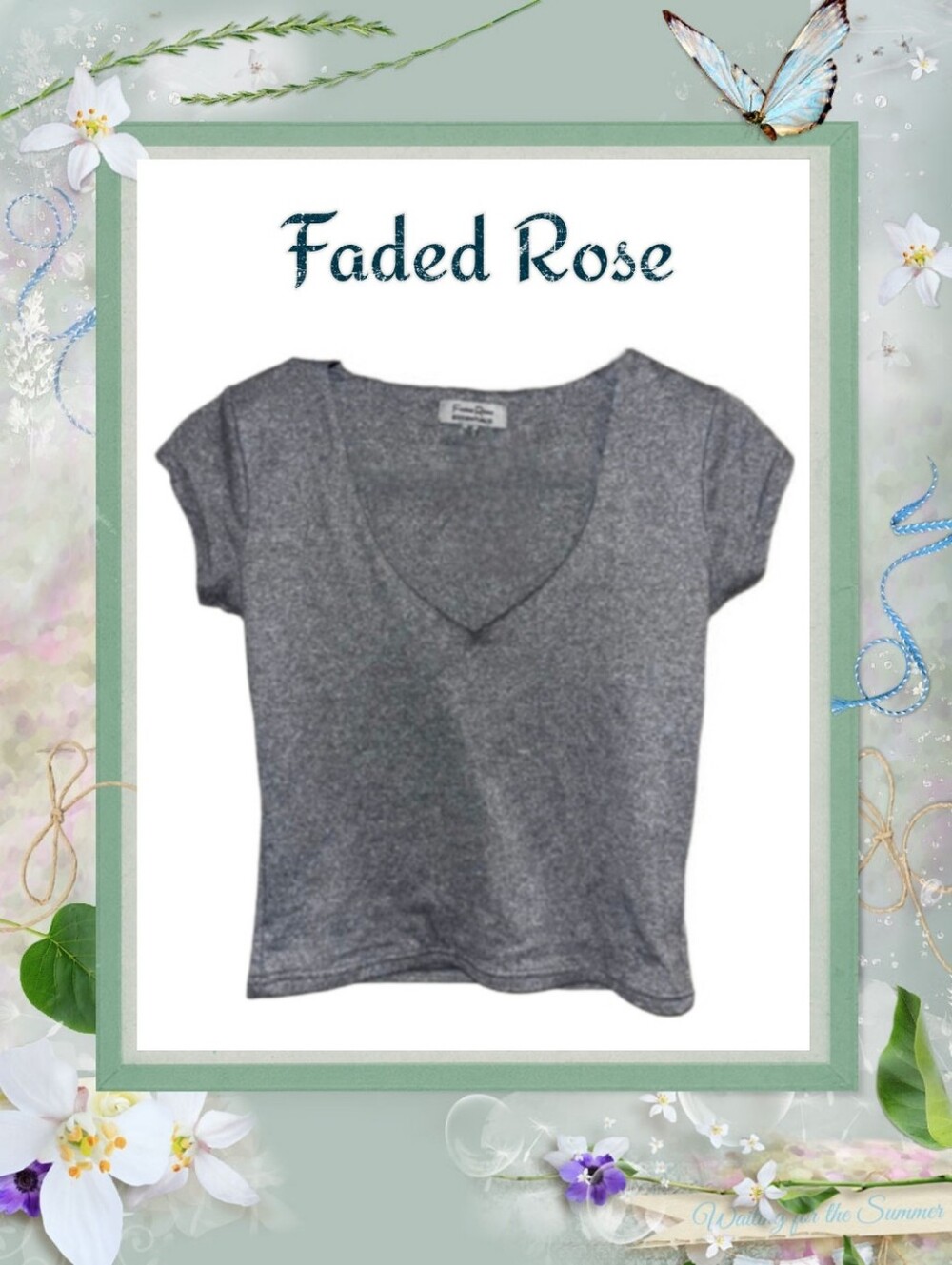 Faded Rose Essentials Gray Crop Top Size Medium